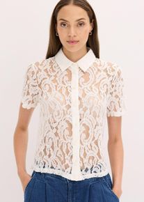 Spitzen-Bluse in weiss, Grösse 42, bonprix