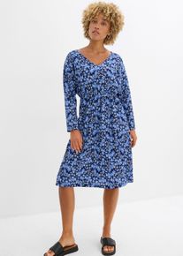 Jerseykleid aus Borkencrepe in blau, Gr&ouml;sse 36/38 (S), bonprix