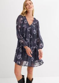 Kurzes Chiffonkleid in grau, Gr&ouml;sse 48, bonprix