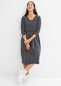 Baumwoll-Jerseykleid Midil&auml;nge in schwarz, Gr&ouml;sse 40/42 (M), 100% Baumwolle, bonprix