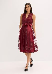 Dirndl avec broderie et jupe en velours (ens. 2 pces) en rouge, Taille 36, Couleur/Motif: rouge rubis floral, bonprix