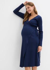 Wickelkleid für die Schwangerschaft und danach aus Bio-Baumwolle in blau, Grösse 52/54 (XXL), 95% Baumwolle, bonprix