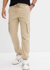 Regular Fit Schlupf-Cargohose Straight in beige, Grösse 64, 97% Baumwolle, bonprix