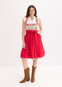 Dirndl mit bestickter Sch&uuml;rze (2-tlg. Set) in rot, Gr&ouml;sse 38, 100% Baumwolle, bonprix