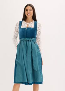 Dirndl mit Samt in Midil&auml;nge (2-tlg.Set) in blau, Gr&ouml;sse 52, bonprix
