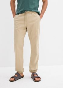 Relaxed Fit Chino-Stretch-Schlupfhose Straight in beige, Grösse 60, 97% Baumwolle, bonprix