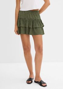 Stufenrock aus strukturiertem Cr&ecirc;pe in gr&uuml;n, Gr&ouml;sse 44/46 (L), bonprix