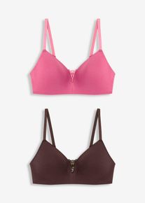 Schalen-BH ohne B&uuml;gel mit Baumwolle (2er Pack) in rot, Gr&ouml;sse 70B, 95% Baumwolle, bonprix