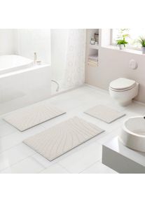 Badematte »Caffi«, rutschhemmend beschichtet, fussbodenheizungsgeeignet, Zeitlos schönes Wellenmuster, mit Hoch-Tief, 5 Jahre Garantie , beige , Grund