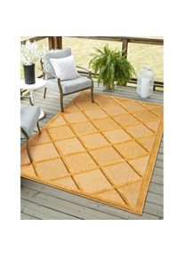 Teppich »Amara, LAGERRÄUMUNG!«, rechteckig, 8 mm Höhe, Uni Farben, Hoch-Tief Effekt, Outdoor geeignet, Balkon, Terrasse , gelb , MyFlair Möbel &...