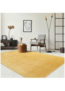 Teppich »Relax«, rechteckig, 16 mm Höhe, waschbarer Wohnzimmer Teppich modern rutschfest , goldfarben , the carpet