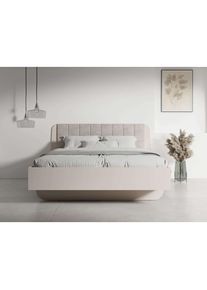 Home Affaire Polsterbett »CLAREI mit gepolstertes Kopfteil, in 2 Breiten 160 und 180 cm«, Bettgestell ohne Bettkasten und Matratze, gemütlich und modern , beige...