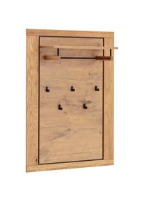 MCA living , Garderobenpaneel »Greno Garderobenpaneel Wandgarderobe«, (1 St.), Ablageboden, Garderobenstange aus Metall, 5x Kleiderhaken , braun ,...