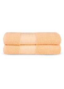 Badetücher »Uni«, (Set, 2 St., 2 Badetücher (70x140 cm), Baumwolle, Walkfrottee, Bordüre, 500 GSM, Einfarbig, Ohne Aufhängung , orange , Good Morning