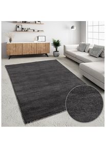 Theko Wollteppich »Gabbeh Uni, Handweb Teppich, meliert, reine Wolle, handgewebt« rechteckig 14 mm Höhe Schlafzimmer, Wohnzimmer, Esszimmer, auch als...