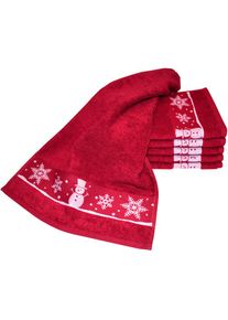 Gästehandtücher »Schneemann«, (Set, 6 St.), Made in Germany (6 Gästetücher) , rot , Dyckhoff