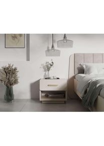Home Affaire Nachttisch »CLAREI 2er Set, Nachttischen mit 1 Schublade, Masse B/H/T: 53/48/44 cm«, (Set), Set, 2 St., mit goldfarbenenen Kunststoffgriffen, Masse...