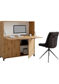 ByLiving , Sekretär »Montana«, platzsparende Arbeitslösung mit viel Stauraum, Breite 120 cm , braun , Der Sekretär ist mit einer pflegeleichten und...