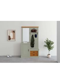 Home Affaire , Garderobenschrank »Selma«, Kompaktgarderobe, mit Spiegel, Haken und Hutablage, Breite 110 cm , grün , Home Affaire – Landhausmöbel...
