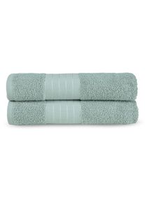 Badetücher »Uni«, (Set, 2 St., 2 Badetücher (70x140 cm), Baumwolle, Walkfrottee, Bordüre, 500 GSM, Einfarbig, Ohne Aufhängung , grün , Good Morning