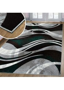 my home, my home Teppich &raquo;Joas&laquo; rechteckig 9 mm H&ouml;he besonders weicher Kurzflor in modernem Wellen Muster, leichter Glanz, dunkelgr&uuml;n, Kunstfaser, 9 