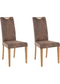 Home Affaire , Esszimmerstuhl »Roberta Polsterstuhl, Gestell Eiche massiv«, (Set), 2 St., Luxus-Microfaser Vintageoptik, Bezug aus...