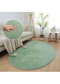 Teppich »Cali Bean« U-förmig 16 mm Höhe besondere Form, Uni, weich, waschbar, Wohnzimmer, Schlafzimmer , grün , my home , Obermaterial: 100% Polyester