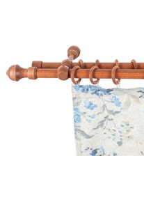 SN DECO GROUP, SN DECO GROUP Gardinenstange &raquo;Ares&laquo; 2 l&auml;ufig-l&auml;ufig Fixmass 28 mm, Holz, verschiedene L&auml;ngen und Farben, Komplettset, eichefarben, 