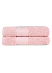 Badetücher »Uni«, (Set, 2 St., 2 Badetücher (70x140 cm), Baumwolle, Walkfrottee, Bordüre, 500 GSM, Einfarbig, Ohne Aufhängung , rosa , Good Morning