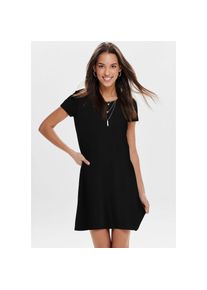 Only, Unisex, Only Minikleid &raquo;ONLBERA BACK LACE UP S/S DRESS JRS NOOS&laquo; Sommerkleid, schwarz, M, N-Gr, Bequemes Minikleid aus elastischer 