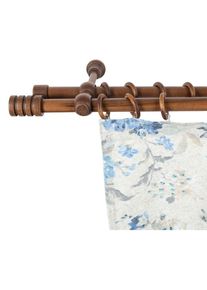SN DECO GROUP, SN DECO GROUP Gardinenstange &raquo;Pisa&laquo; 2 l&auml;ufig-l&auml;ufig Fixmass 28 mm, Holz, verschiedene L&auml;ngen und Farben, Komplettset, walnussfarben, 