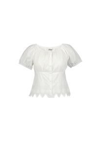 Blue Seven , Klassische Bluse »Bluse«, (1 tlg.) , weiss , Weisse Damenbluse mit Carmen Ausschnitt