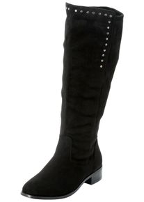 sheego Witt Damen Weitschaftstiefel mit Nietenverzierung, schwarz, Gr&ouml;&szlig;e 43, 100% Polyester