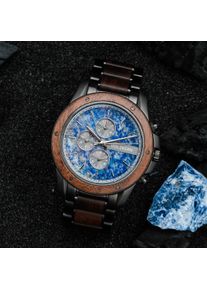 Holzkern Holzuhr Lionel (Walnuss/Lapislazuli), Herren, Naturholz
