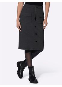 Heine Witt Damen Strickrock mit Zierknöpfen, schwarz, Größe 36, 50% Viskose, 28% Polyester, 22% Polyamid