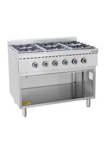 Gasherd ECO mit offenem Unterbau - 43,2 kW - 6 Brenner | Propangas Herd, 6 Kochstellen, GastroHeld