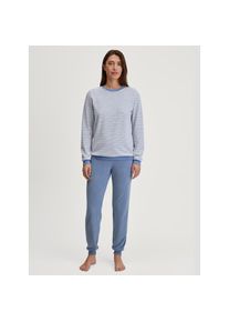Calida , Schlafanzug »Soft Dreams«, (2 tlg.), Ringel-Design, warm, weich, Frottee-Qualität, Cotton-Mix , grau , Langarm-Schlafanzug von Calida