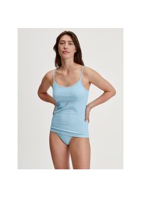 Calida , Spaghettitop »Essential Cotton«, tiefer Ausschnitt, Single Jersey Qualität, schmale Träger, weich , blau , Damen-Spaghetti-Top von Calida