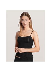 Calida , Spaghettitop »Etude Toujours«, Nadelstreifen-Optik, Spitze, elastisch, weich, Single Jersey Qualität , schwarz , Damen-Top von Calida