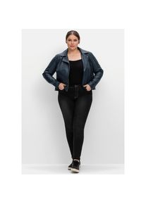 sheego , M&auml;dchen,Damen , Lederjacke ohne Kapuze , blau
