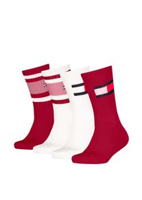 Tommy Hilfiger, Herren, Socken &raquo;TH KIDS SOCK 4P FLAG & SPORT STRIPE ECOM&laquo; 4 Paar, mit verst&auml;rkten Fersenbereichen, pink, 31-34, Kindersocken von Tommy