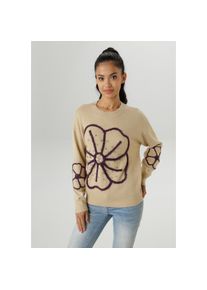 Aniston SELECTED , Damen , Strickpullover, vorne mit funkelnden Glitzersteinen verziert - NEUE KOLLEKTION , beige , Pullover mit funkelnden...