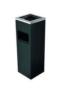 WAS Germany Quadratischer Standascher aus pulverbeschichtetem, schwarzen Edelstahl, mit verzinktem Einsatz f&uuml;r Gastro & Gewerbe