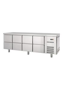 Gastro Kühltisch Profi 0/8 GN 1/1 - 8 Schubladen, 240 Liter, 2245x700x850 mm; Umluftkühlung