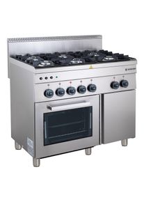 MBM Gasherd Serie 66 - 100/60 mit Gasbackofen und Elektrogrill | Propangas Herd, 6 Kochstellen, GastroHeld