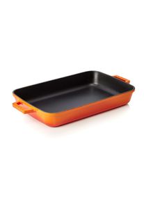 WAS LAVA Roaster square, orange emaillierter Bräter, Gusseisen, 40 x 26 x 6,5 cm, Gastronomie-Bedarf