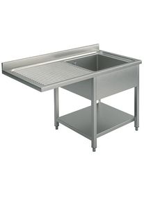 Mastro Spültisch mit Grundboden für Einbau-Geschirrspüler, 1 Becken rechts, 1400x700 mm, Gastronomie-Bedarf