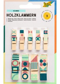 Holzklammern mit Motiv Scandi 9 Stück
