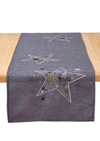 Chemin de table à imprimé étoile en gris40x140 cm, Couleur/Motif: gris foncé/doré, bonprix