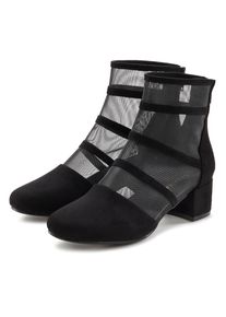 Lascana, Unisex, Lascana Stiefelette &raquo;Ankle Boots, Stiefel&laquo; mit modischen Mesh-Eins&auml;tzen und Blockabsatz VEGAN, schwarz, 39, Sommerstiefelette mit 
